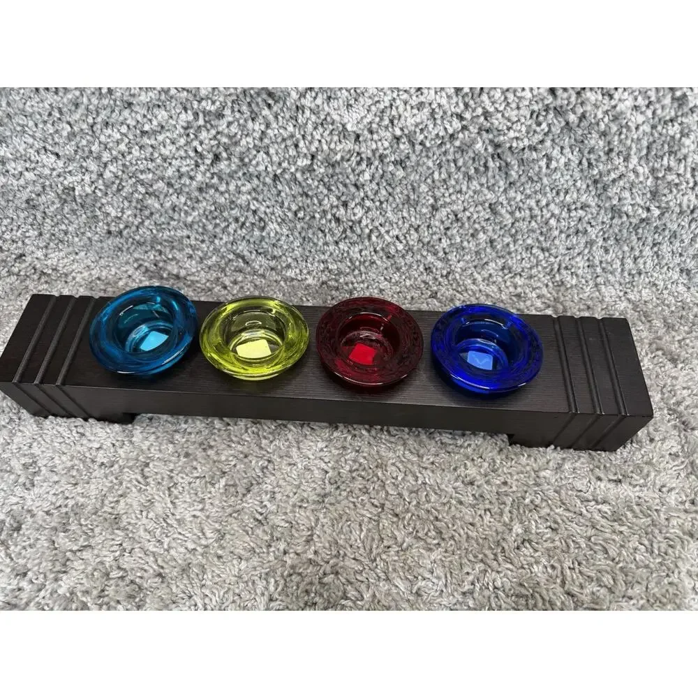 Candleholder Wooden Crate & Barrel Voltive Tealight Candle Holders Multicolor